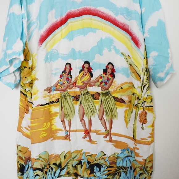 Vintage Palm Bay rainbow hula girl button up shirt - Picture 4 of 4
